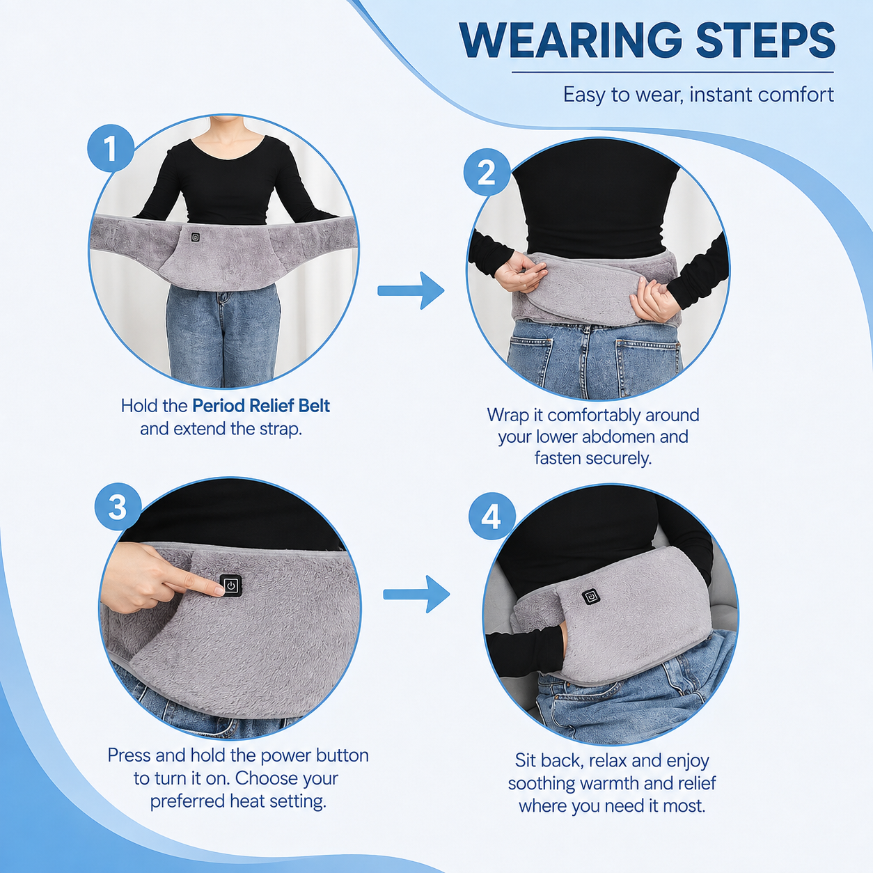 Period Relief Belt - Period pain, menstrual cramps, and endometriosis Relief